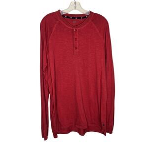 Gap Men Henley Baselayer Red Cotton Long Sleeve Basics Casual XL